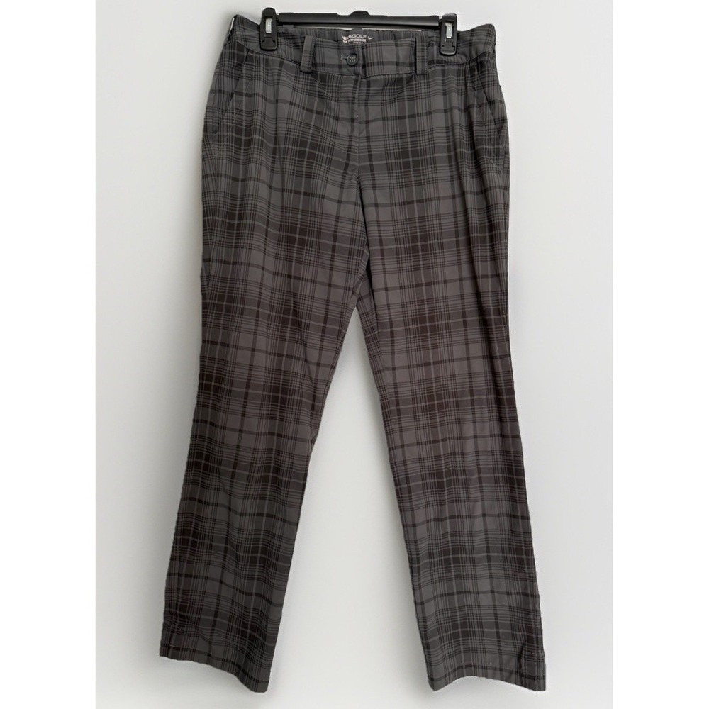 Nike Golf Women's Dri-FIT Plaid Pants Size 10‎ Grey Black Modern Rise